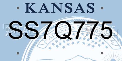 SS7Q775 Kansas License Plate
