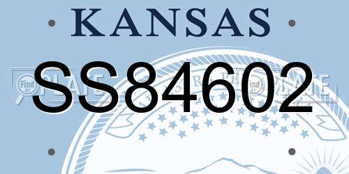 SS84602 Kansas License Plate