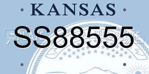 SS88555 Kansas License Plate