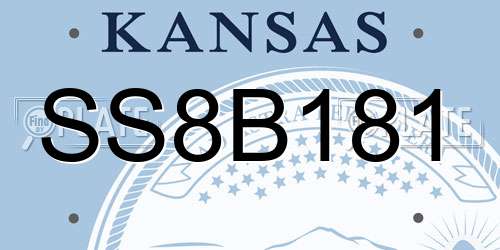 SS8B181 Kansas License Plate