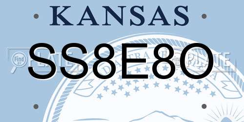 SS8E8O Kansas License Plate