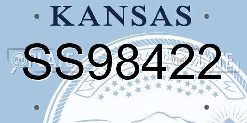 SS98422 Kansas License Plate