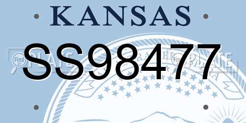 SS98477 Kansas License Plate