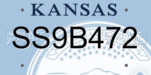 SS9B472 Kansas License Plate