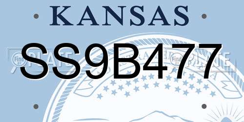 SS9B477 Kansas License Plate