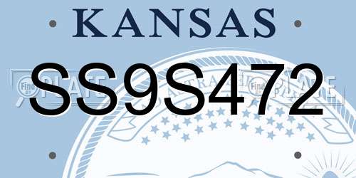 SS9S472 Kansas License Plate