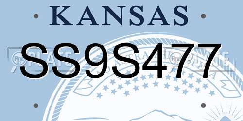 SS9S477 Kansas License Plate