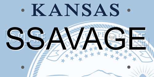 SSAVAGE Kansas License Plate