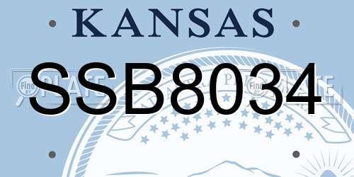SSB8034 Kansas License Plate