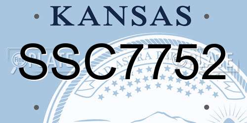 SSC7752 Kansas License Plate