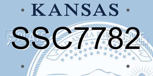SSC7782 Kansas License Plate
