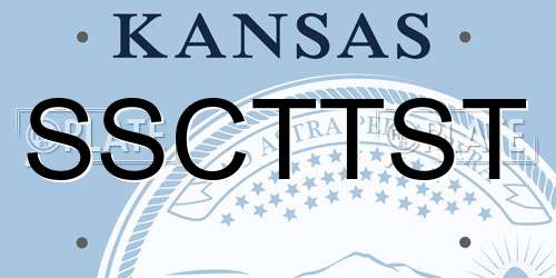 SSCTTST Kansas License Plate
