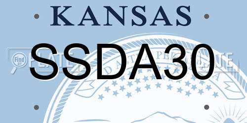 SSDA30 Kansas License Plate