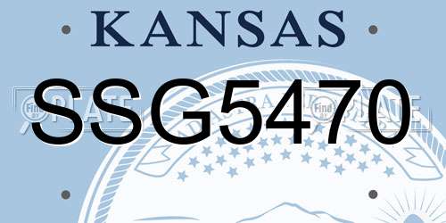 SSG5470 Kansas License Plate