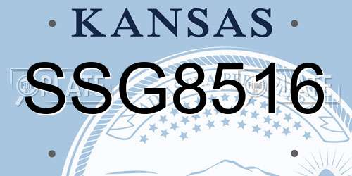 SSG8516 Kansas License Plate
