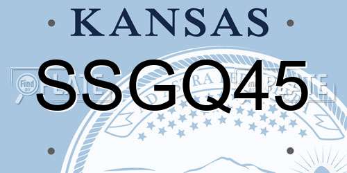 SSGQ45 Kansas License Plate