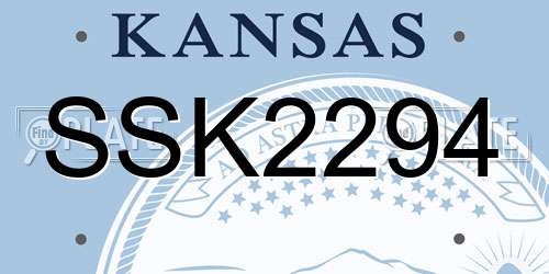 SSK2294 Kansas License Plate