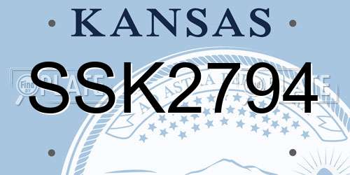 SSK2794 Kansas License Plate
