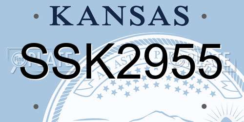 SSK2955 Kansas License Plate