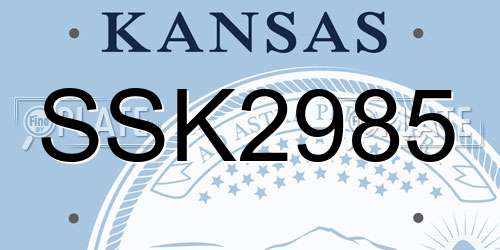 SSK2985 Kansas License Plate