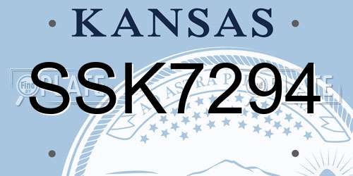 SSK7294 Kansas License Plate