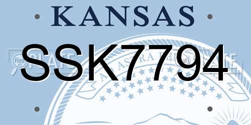 SSK7794 Kansas License Plate