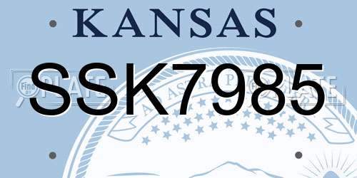 SSK7985 Kansas License Plate