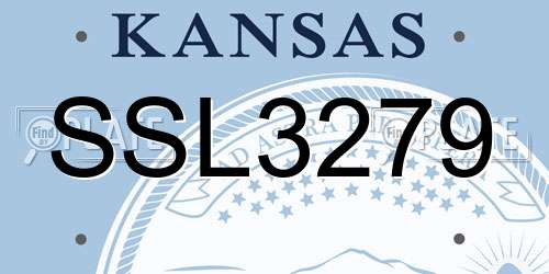 SSL3279 Kansas License Plate