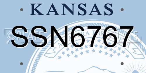 SSN6767 Kansas License Plate