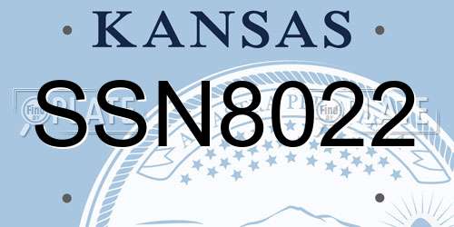 SSN8022 Kansas License Plate