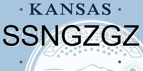 SSNGZGZ Kansas License Plate