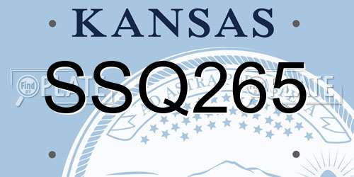 SSQ265 Kansas License Plate