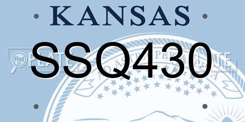 SSQ430 Kansas License Plate