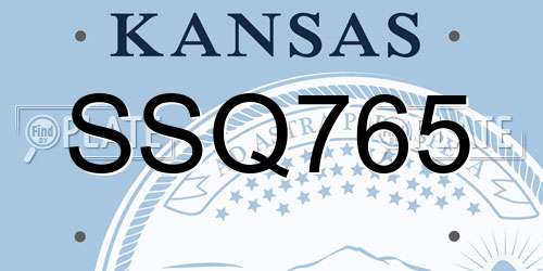SSQ765 Kansas License Plate