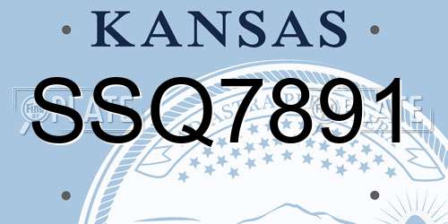 SSQ7891 Kansas License Plate