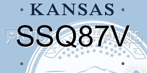 SSQ87V Kansas License Plate