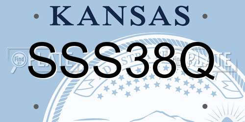 SSS38Q Kansas License Plate