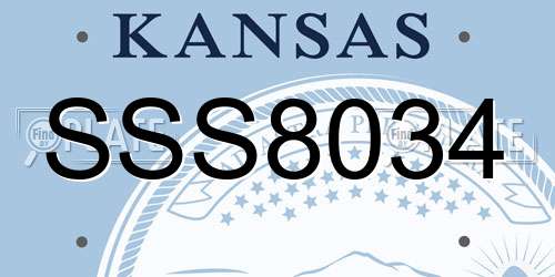 SSS8034 Kansas License Plate