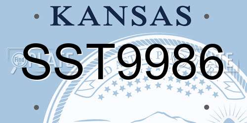 SST9986 Kansas License Plate