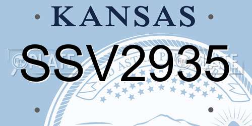 SSV2935 Kansas License Plate