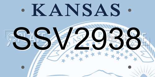 SSV2938 Kansas License Plate