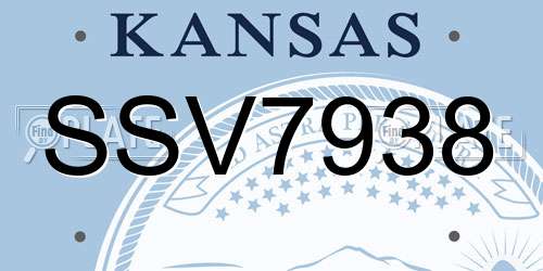 SSV7938 Kansas License Plate