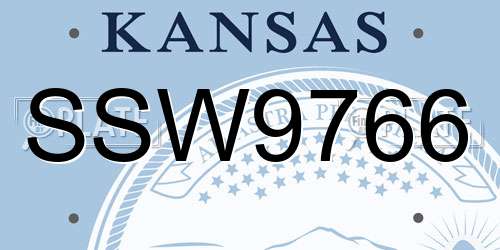 SSW9766 Kansas License Plate
