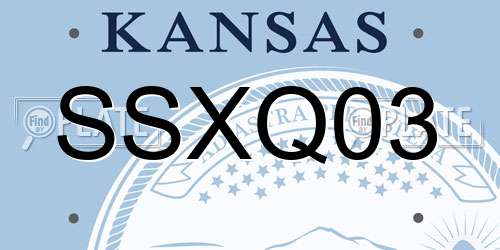 SSXQ03 Kansas License Plate