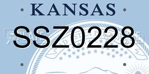 SSZ0228 Kansas License Plate