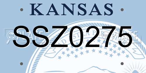 SSZ0275 Kansas License Plate