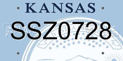 SSZ0728 Kansas License Plate