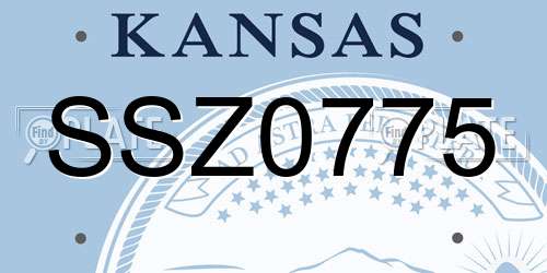 SSZ0775 Kansas License Plate