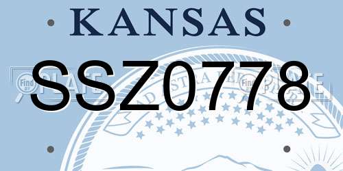 SSZ0778 Kansas License Plate