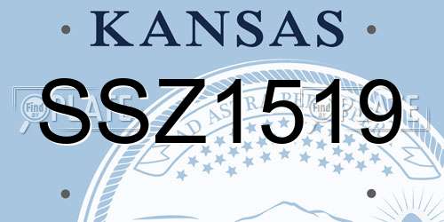 SSZ1519 Kansas License Plate